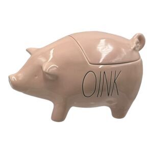Rae Dunn Canister OINK Pink Pig Cookie Jar Lid Farmhouse Rustic HTF New 2022